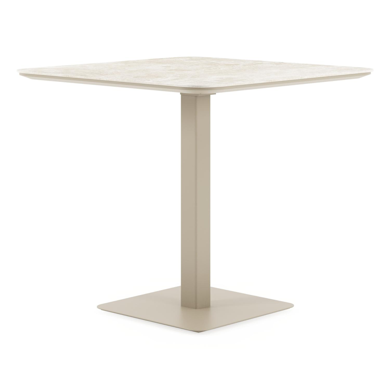 Fano kantelbare tuintafel afgerond vierkant in beige aluminium en volkeramiek Rapolano L 80 x B 80 cm