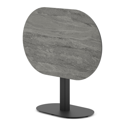 Teramo tuintafel bombo in zwart aluminium en volkeramiek Aspen Grey - L 110 x B 70 x H 73.7 cm