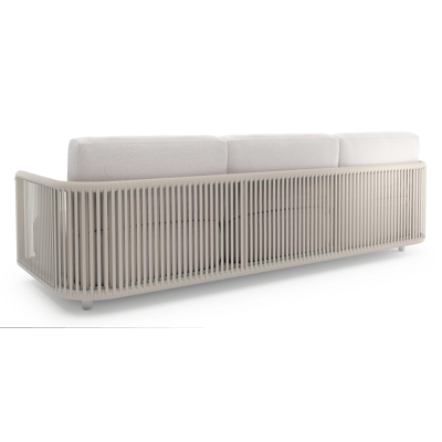 Organo loungeset in wit aluminium en beige verticaal geweven luxe vlakke rope met ego eggshell all weather Solica kussen