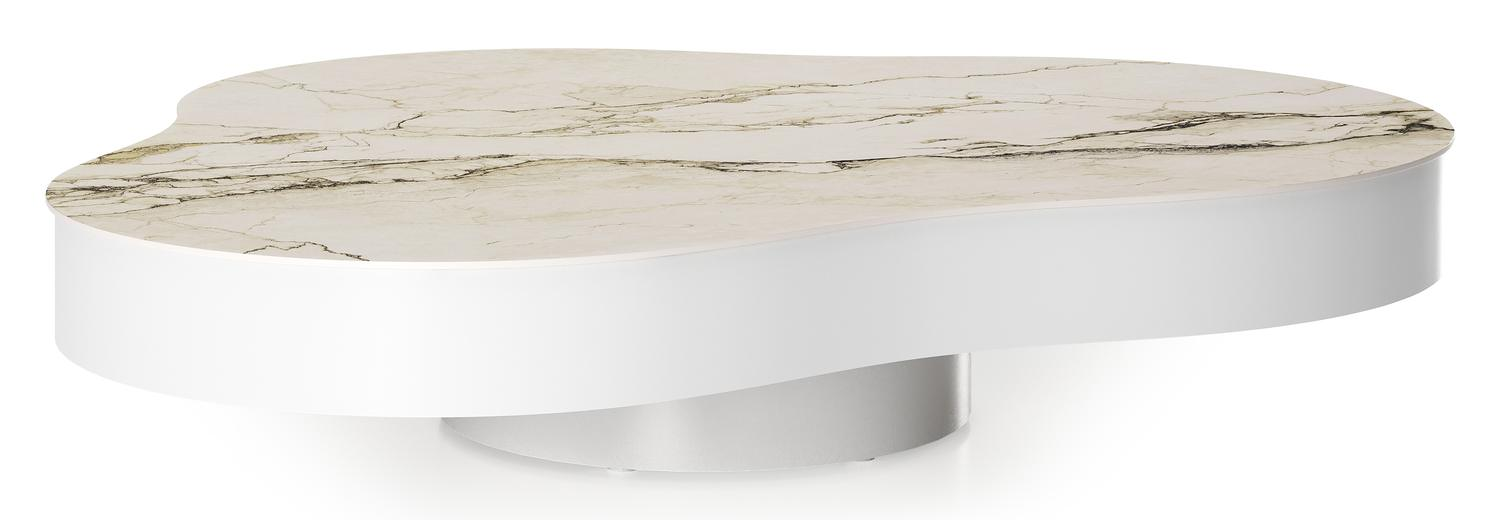 Lomano loungetafel in wit aluminium en volkeramiek Colorado Dunes - L 131 x B 108 x H 8 cm