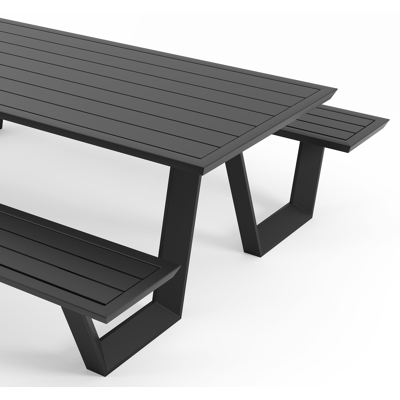 Sevilla picknicktafel in zwart aluminium - L 240 x B 175,5 x H 71 cm