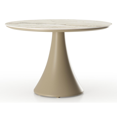 Fano low dining loungetafel rond in beige aluminium en volkeramiek Colorado Dunes - Dia. 85 x H 55 cm