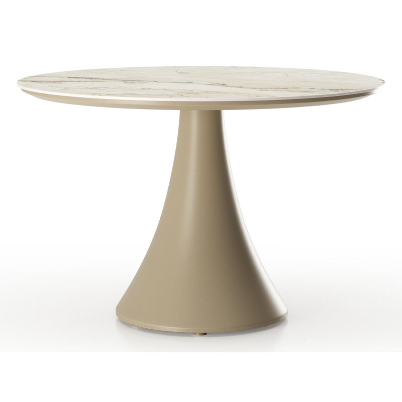 Fano low dining loungetafel rond in beige aluminium en volkeramiek Colorado Dunes - Dia. 85 x - Dia. 85 x H 75 cm