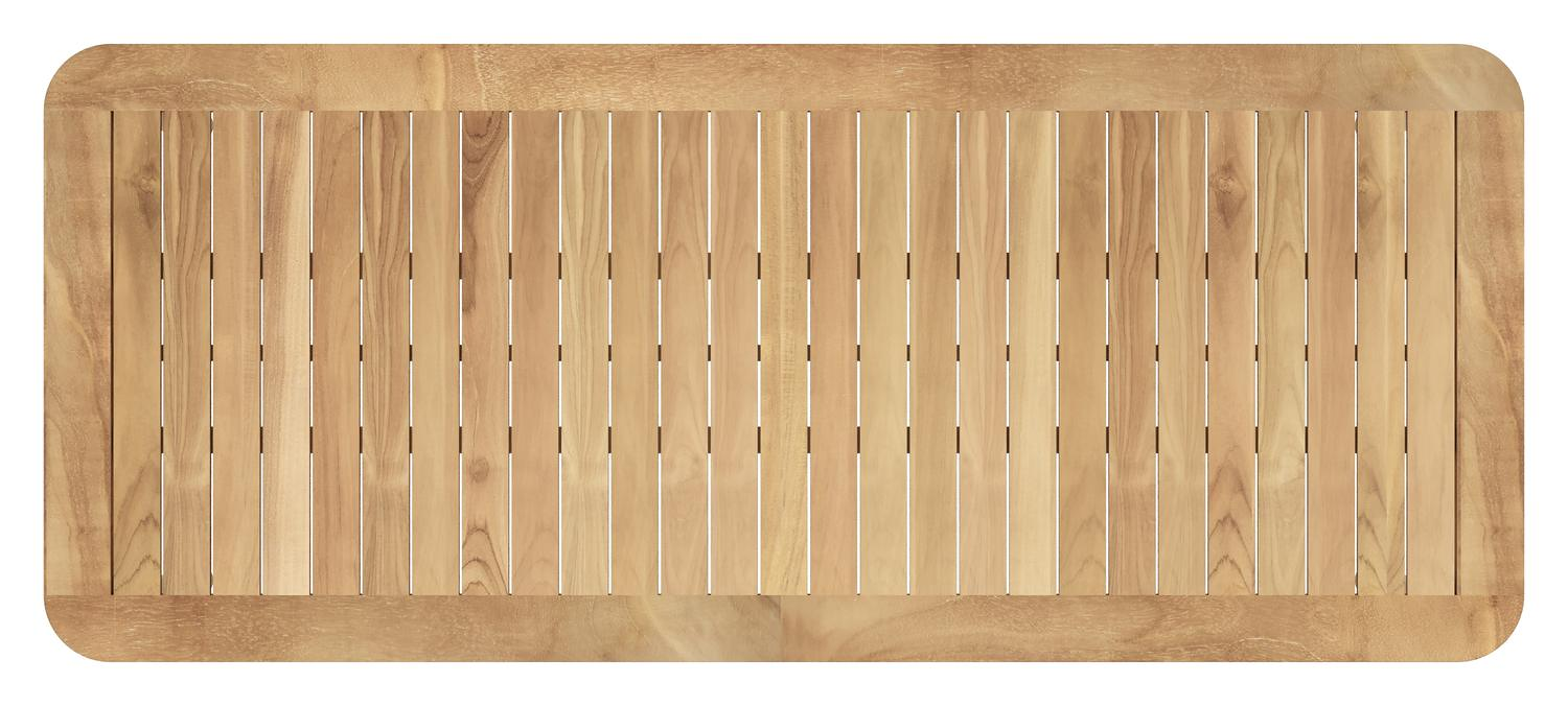 Table de jardin Mira rectangulaire arrondie en aluminium beige et teck finition naturelle - L 220 x L 92 x H 74 cm