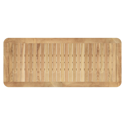 Mira tuintafel rechthoekig afgerond in beige aluminium en teak natural finish - L 220 x B 92 x H 74 cm