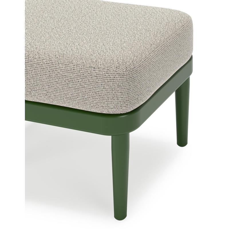 Orso poef in groen aluminium met Firenze Sand all weather solica kussen