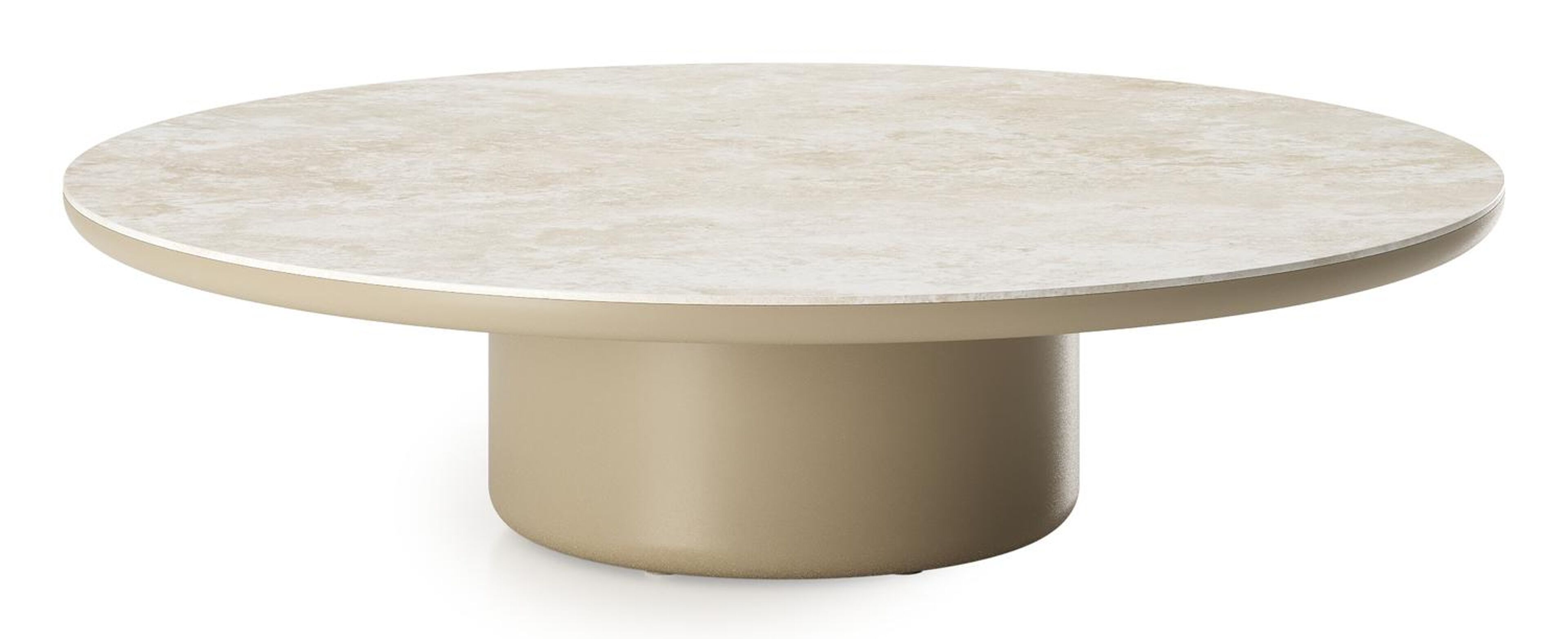 Amico loungetafel rond in beige aluminium en volkeramiek Rapolano - Dia. 110 x H 28 cm
