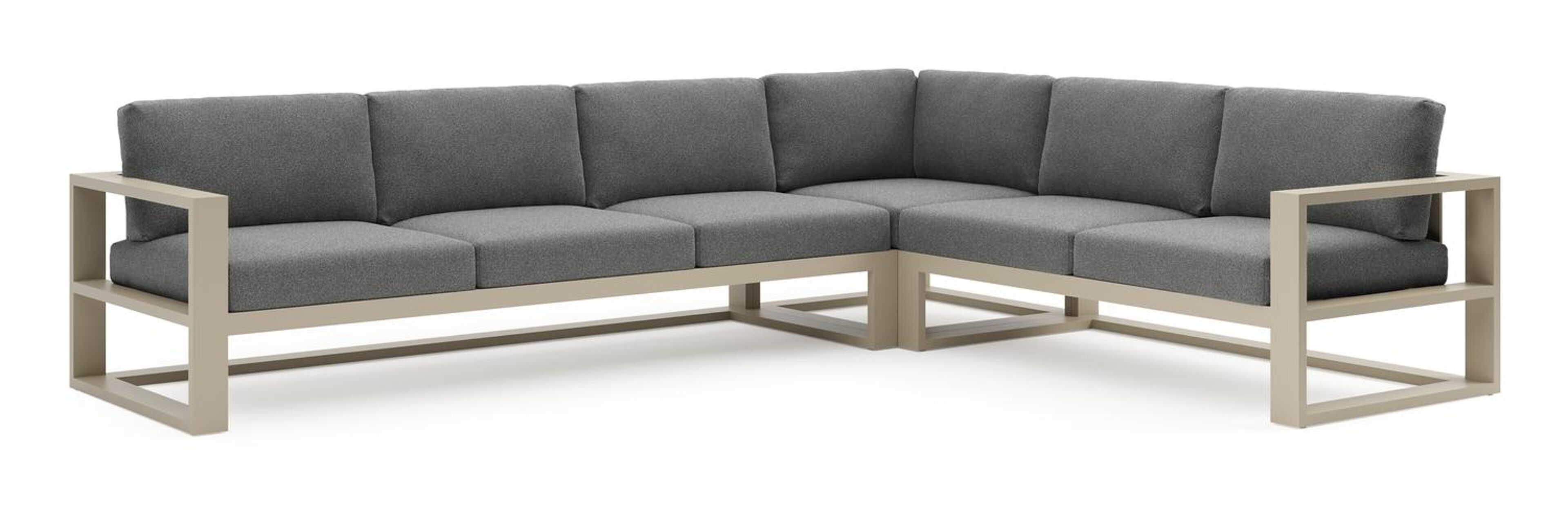 Salon de jardin d'angle Verato en aluminium beige et coussins en all weather cosytica catania black