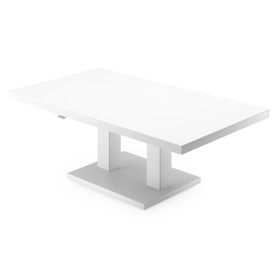 Table basse Cirello Pop up en aluminium blanc et céramique pleine blanc - Lg 140 x larg. 80 x H 71,6 cm