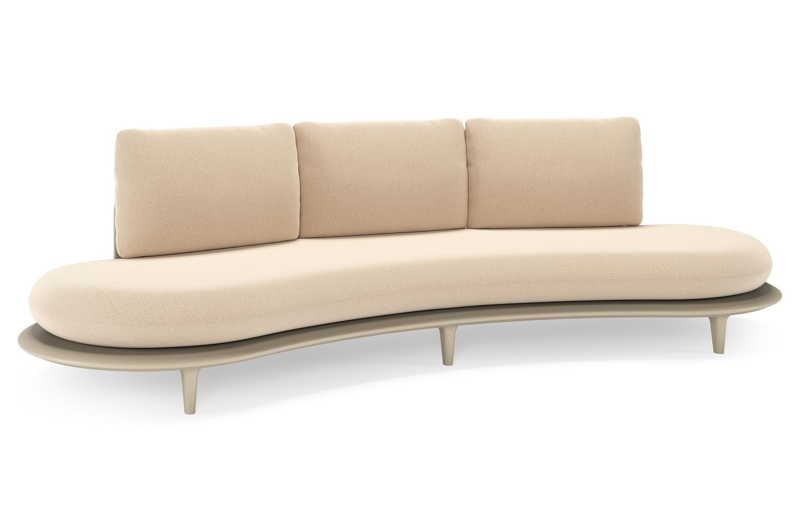 Bomero loungebank in beige aluminium met natte heather beige all weather sunbrella® luxe kussen