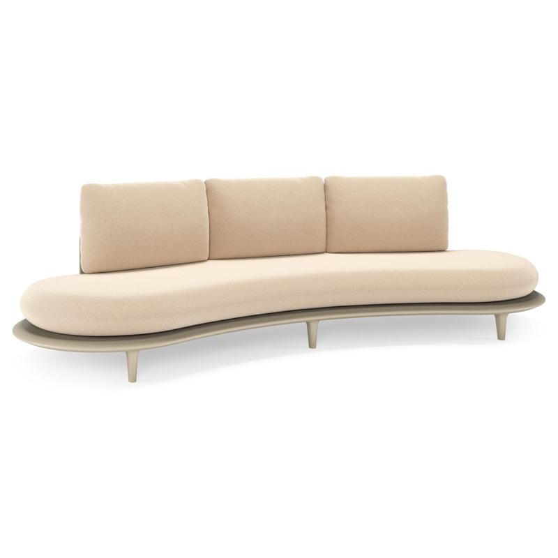 Canape de jardin Bomero en aluminium beige et coussins en all weather sunbrella® luxe natte heather beige