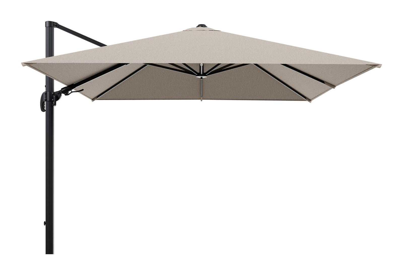 Avola zweefparasol met tiltfunctie in zwart aluminium met rustic weather+ softtouch parasoldoek - L1 300 x L2 300 cm (zonder voet)