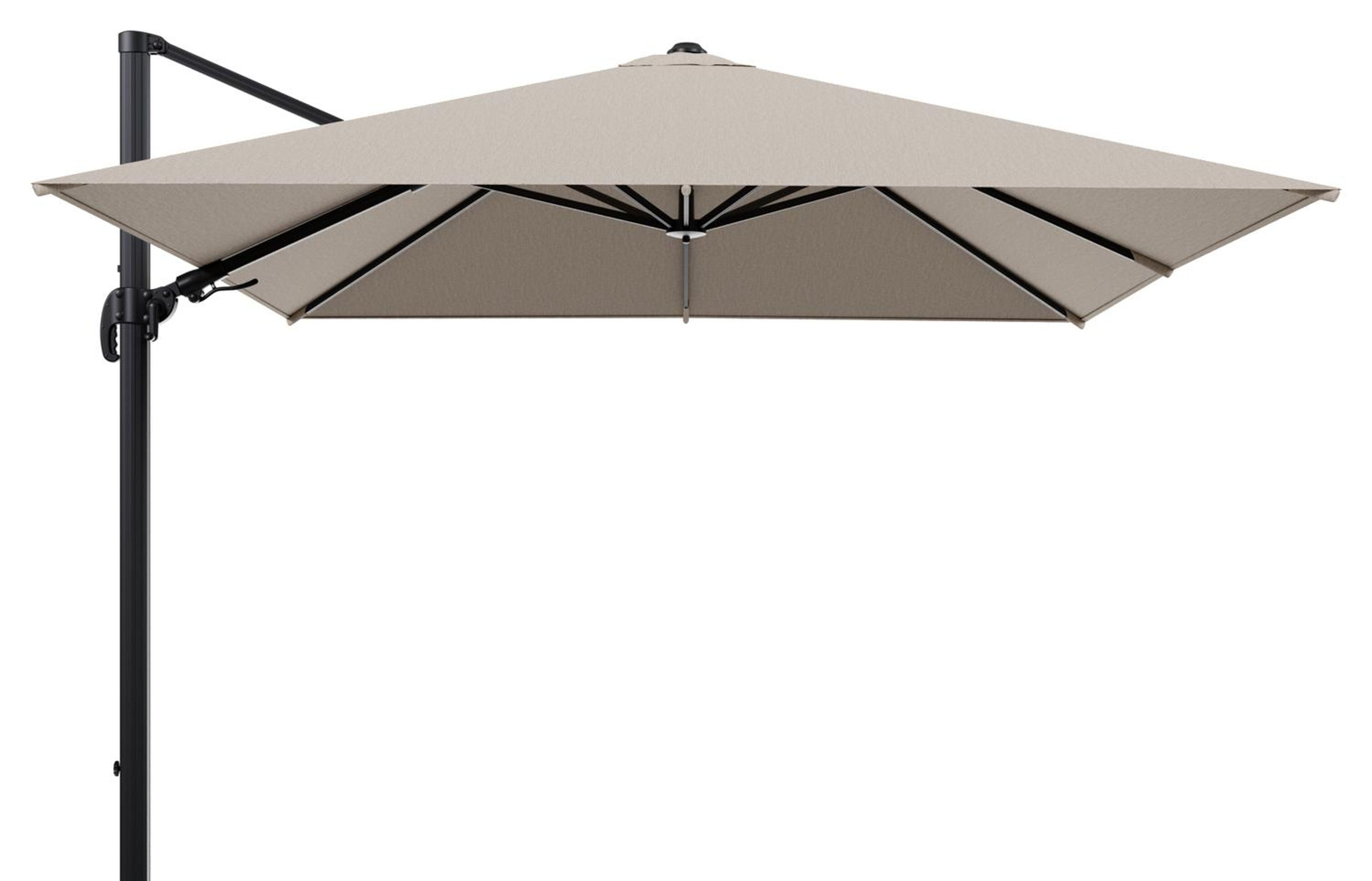 Avola zweefparasol met tiltfunctie in zwart aluminium met rustic weather+ softtouch parasoldoek - L1 300 x L2 300 cm (zonder voet)