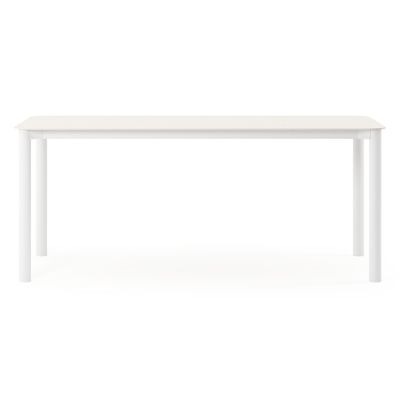 Orso tuintafel rechthoekig afgerond in wit aluminium en volkeramiek beige - L 180 x B 80 x H 75 cm