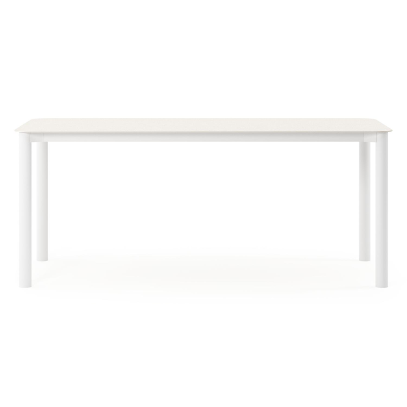 Orso tuintafel rechthoekig afgerond in wit aluminium en volkeramiek beige - L 180 x B 80 x H 75 cm