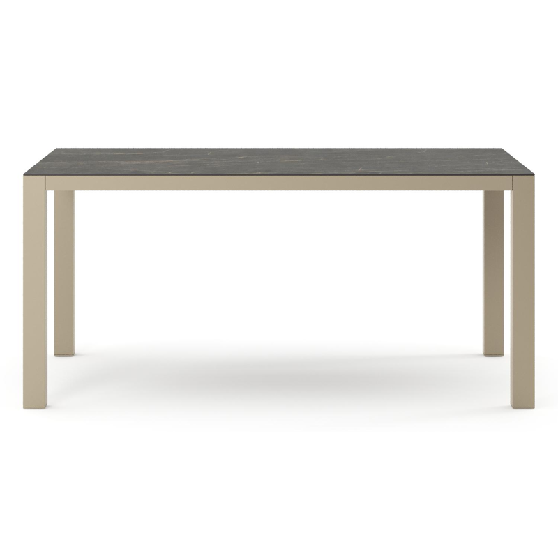 Como tuintafel rechthoekig in beige aluminium en volkeramiek Black Obsession - L 160 x B 100 x H 73 cm