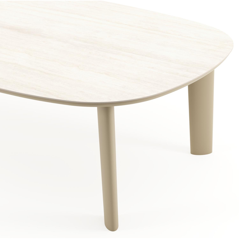 Table de jardin Amico bombo xl en aluminium beige et céramique pleine Travertino Bianco - Lg. 270 x Lrg. 148 x Haut. 73.5 cm
