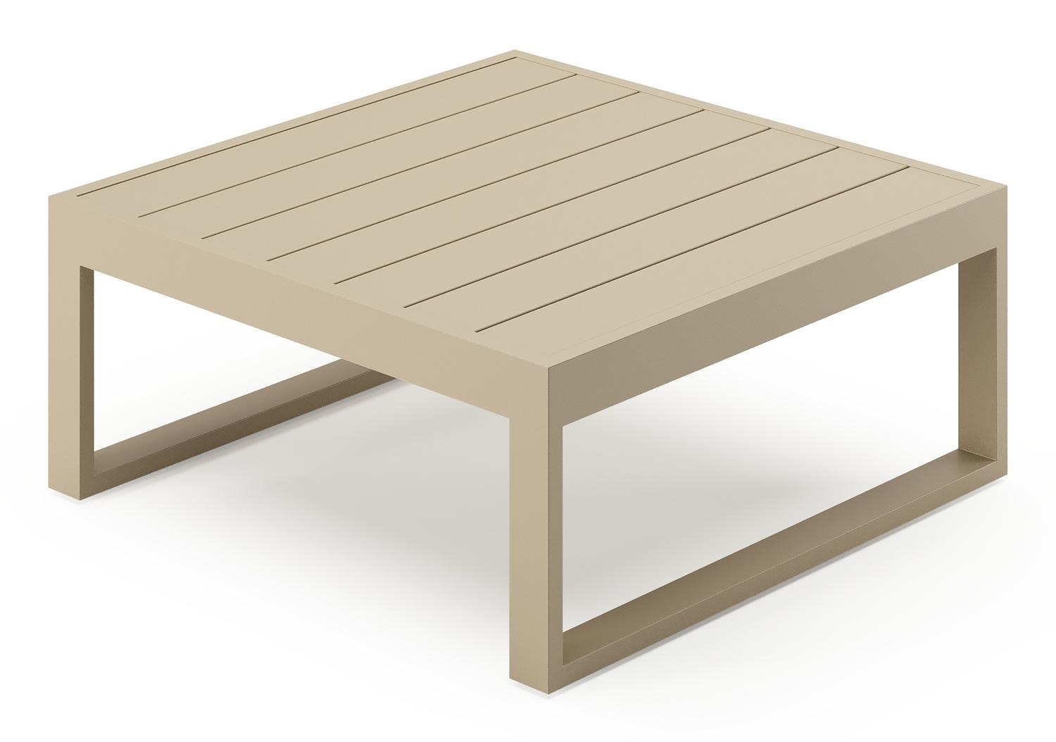 Table basse Caldela en aluminium beige - Lg. 70 x Lrg. 70 x Haut. 31 cm
