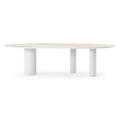 Organo tuintafel organisch in wit aluminium en volkeramiek Colorado Dunes L 280 x B 120 x H 74 cm x H 74 cm