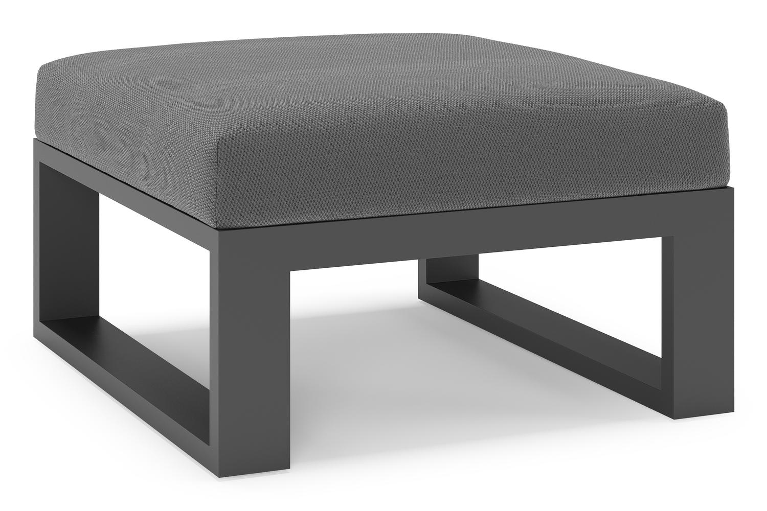 Verato poef in zwart aluminium met lopi shadow all weather sunbrella® luxe kussen