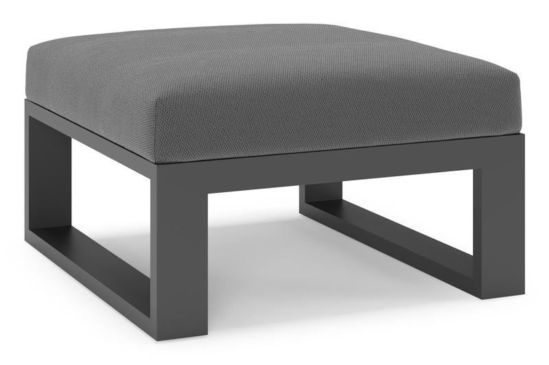 Verato poef in zwart aluminium met lopi shadow all weather sunbrella® luxe kussen