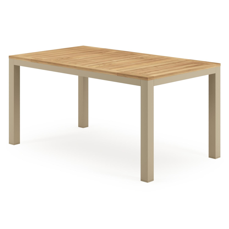 Varese tuintafel rechthoekig in beige aluminium en teak - L 160 x B 92 x H 73.5 cm