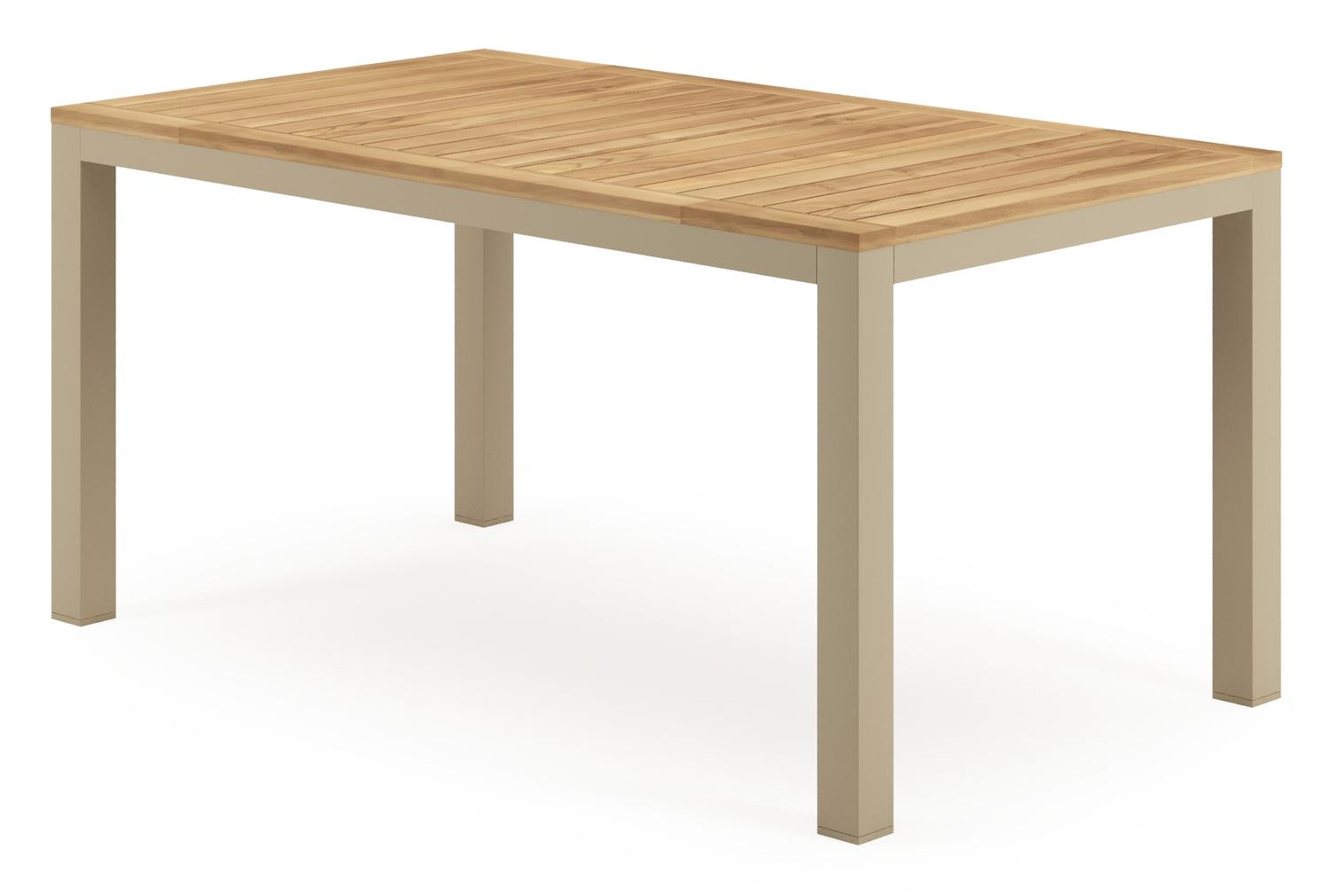 Ensemble de jardin Varese en aluminium beige et sintered stone natural finish avec 4 chaises de jardin empilable Amalfi