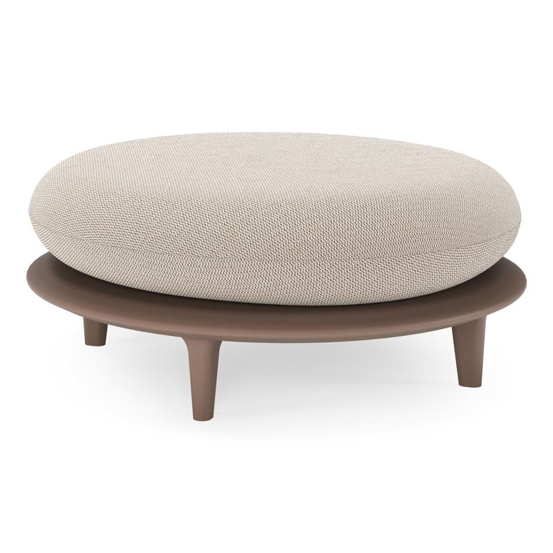 Bomero poef in taupe aluminium met lopi fossil all weather sunbrella® luxe kussen