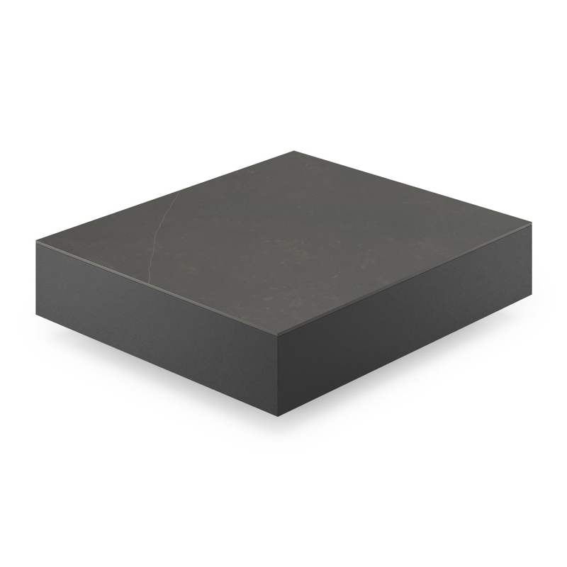 Como loungetafel in zwart aluminium en calatorao volkeramiek - L 70 x B 80 x H 20 cm