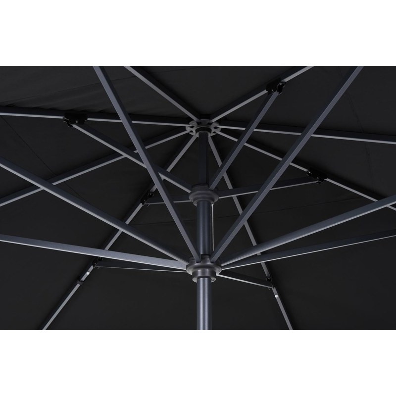Solino staanparasol in zwart aluminium met zwart all weather sunbrella® premium parasoldoek - L1 400 x L2 400 cm (zonder voet)