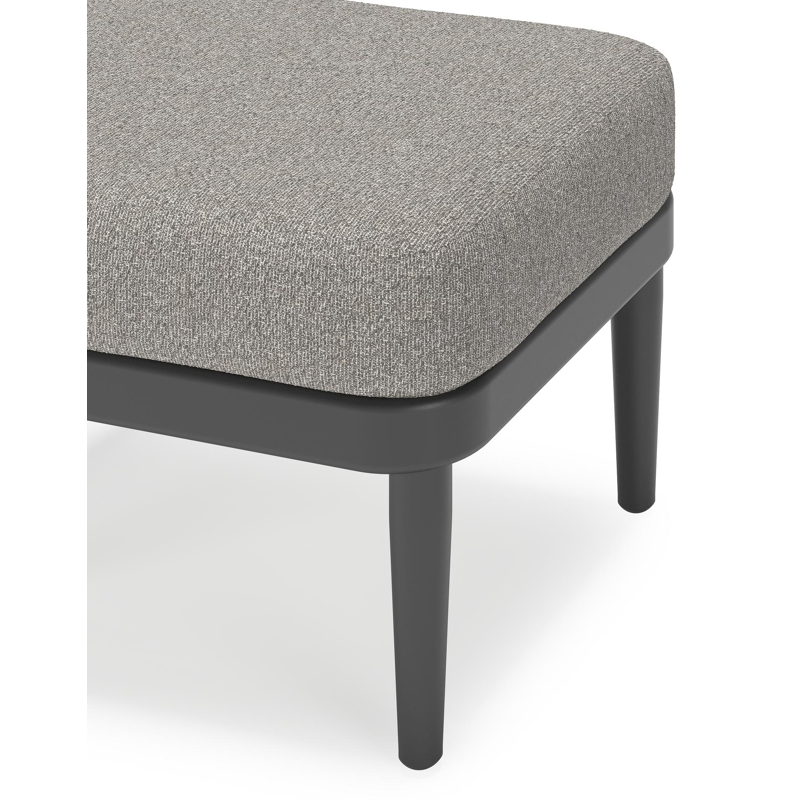 Pouf Orso en aluminium noir et coussins en all weather sunbrella® luxe Tundra Charcoal