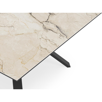 Cesano tuintafel vierkant in zwart aluminium en volkeramiek colorado dunes - L 148 x B 148 x H 73.5 cm