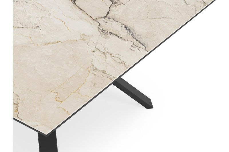 Cesano tuintafel vierkant in zwart aluminium en volkeramiek colorado dunes - L 148 x B 148 x H 73.5 cm