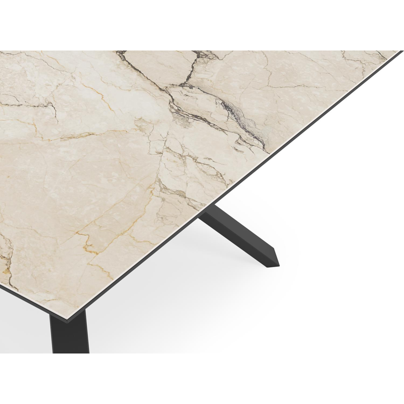 Cesano tuintafel vierkant in zwart aluminium en volkeramiek colorado dunes - L 148 x B 148 x H 73.5 cm