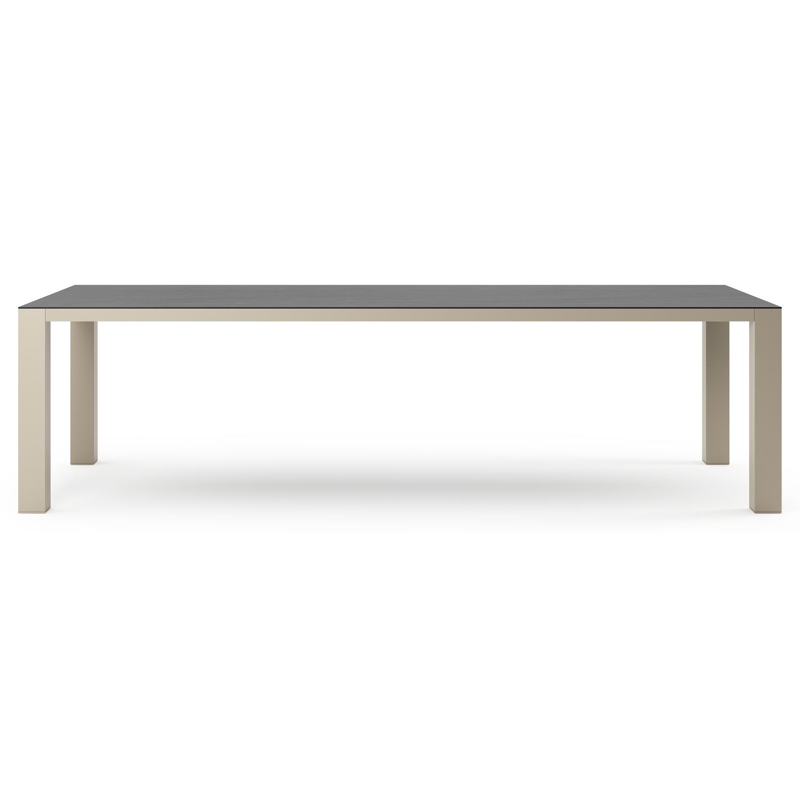 Table de jardin Nano rectangulaire en aluminium beige et céramique pleine Basalt Black - Lg. 280 x Lrg. 110 x Haut. 75 cm
