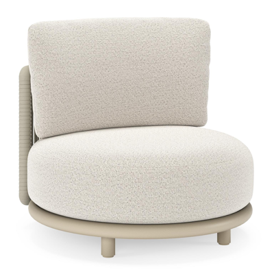 Lomano loungestoel in beige aluminium en beige verticaal geweven luxe vlakke rope met Firenze Natural all weather solica