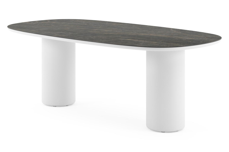 Amico tuintafel bombo in wit aluminium en volkeramiek Black Obsession - L 210 x B 110 x H 73.5 cm