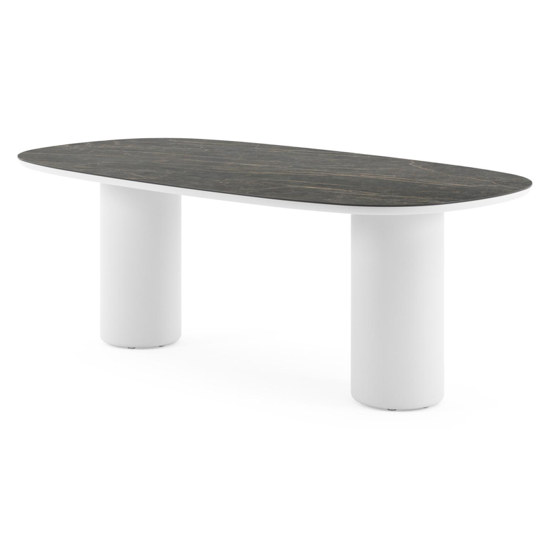 Amico tuintafel bombo in wit aluminium en volkeramiek Black Obsession - L 210 x B 110 x H 73.5 cm