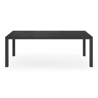 Varese tuinset in zwart aluminium en zwart volkeramiek tafelblad met 4 tot 6 stapelbare Bareto tuinstoelen