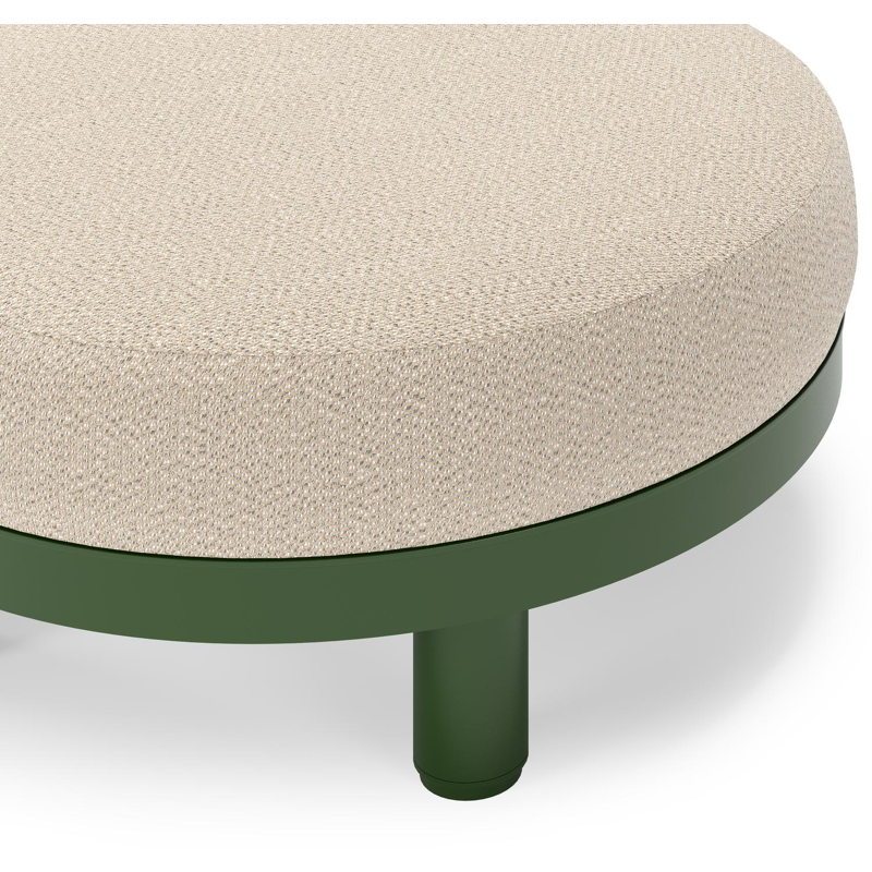 Donato lounge poef in groen aluminium met all weather sunbrella® luxe Lopi Sand kussen