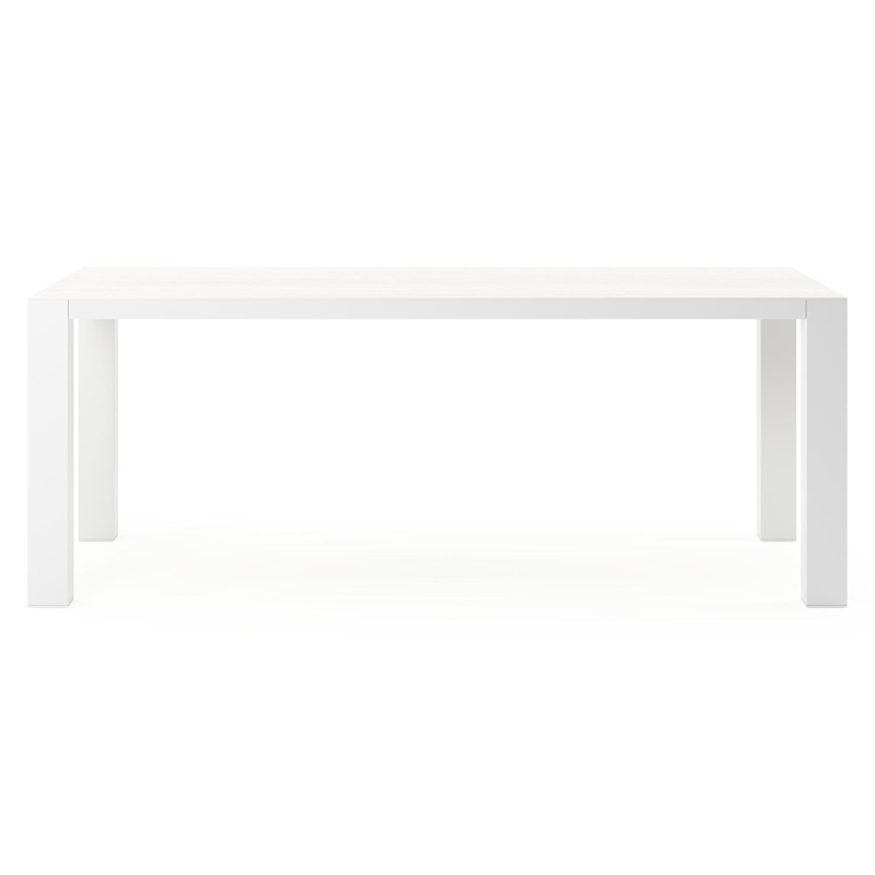 Nano tuintafel rechthoekig in wit aluminium en volkeramiek calista - L 200 x B 100 x H 75 cm