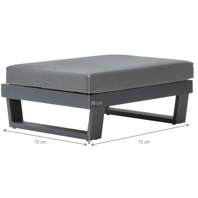 Modica lounge poef in zwart aluminium met grijs textilene kussen