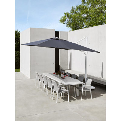 Ceramo verlengbare tuintafel in wit aluminium met tafelblad in volkeramiek - L 220 x B 106 cm