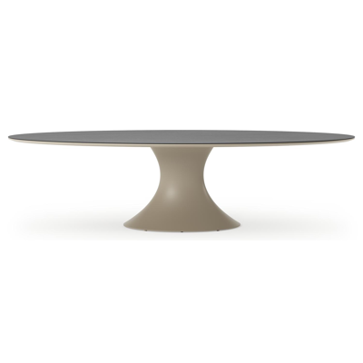 Fano tuintafel ovaal in beige aluminium en volkeramiek Basalt Black - L 290 x B 148 x H 75 cm