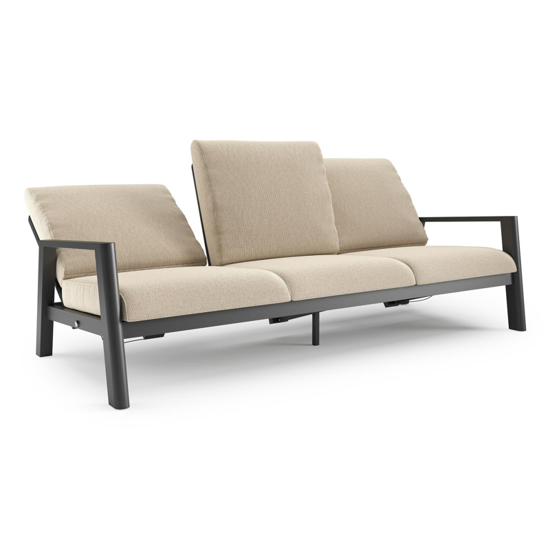 Cirello loungebank in zwart aluminium met althea chalk all weather cosytica kussen