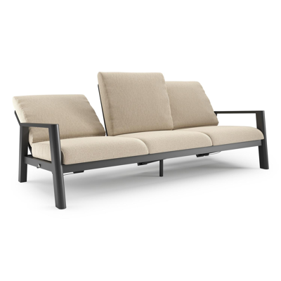 Cirello loungebank in zwart aluminium met althea chalk all weather cosytica kussen