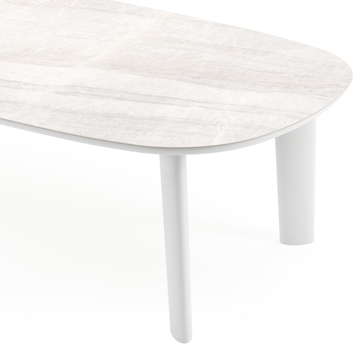 Amico tuintafel bombo in wit aluminium en volkeramiek Taj Mahal - L 270 x B 125 x H 73.5 cm