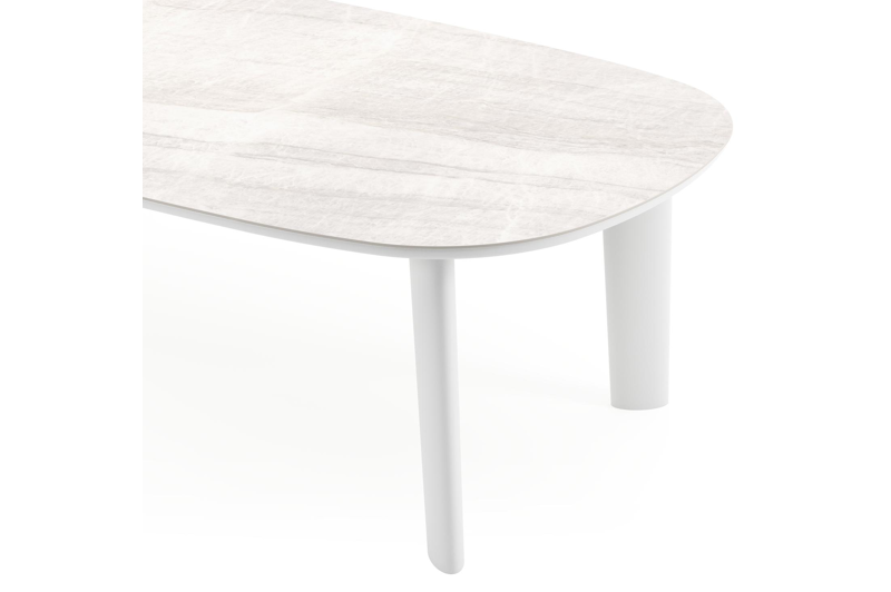 Amico tuintafel bombo in wit aluminium en volkeramiek Taj Mahal - L 270 x B 125 x H 73.5 cm