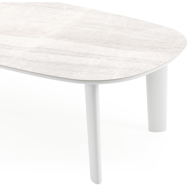 Amico tuintafel bombo in wit aluminium en volkeramiek Taj Mahal - L 270 x B 125 x H 73.5 cm