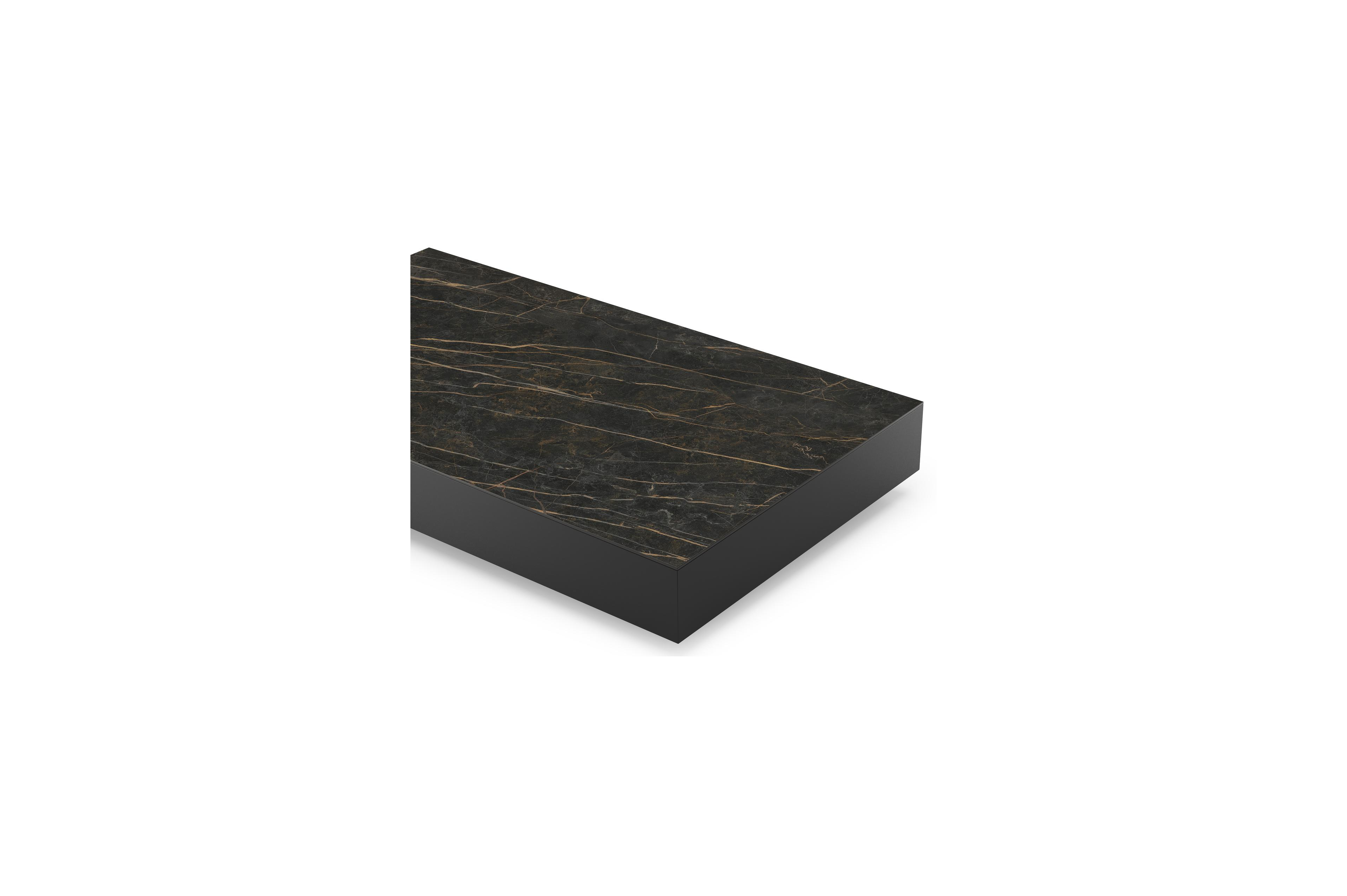 Como loungetafel in zwart aluminium en black obsession volkeramiek - L 140 x B 80 x H 20 cm